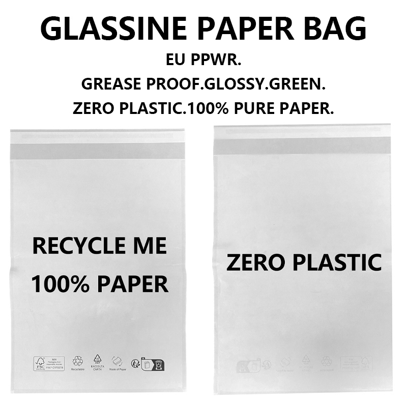 Beg Kertas Glassine Patuh PPWR Tersuai Pengeluar Pembungkusan Boleh Kitar Semula Percuma Plastik