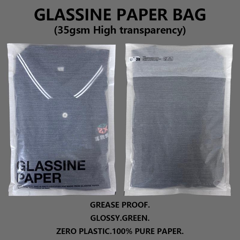 Beg Pakaian Kertas Glassine Ketelusan Tinggi Tersuai