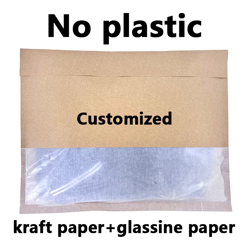 Beg Kertas Kraft Kitar Semula Tanpa Plastik Tersuai dengan Tingkap Glassine
